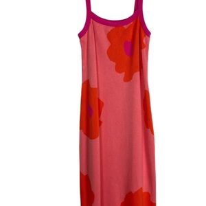 Floral Pink and Red Midi Dress